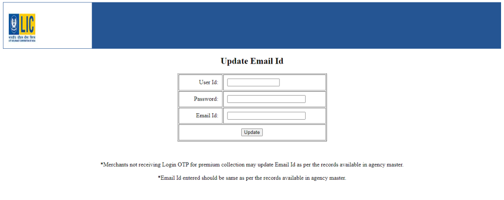 update email id for otp